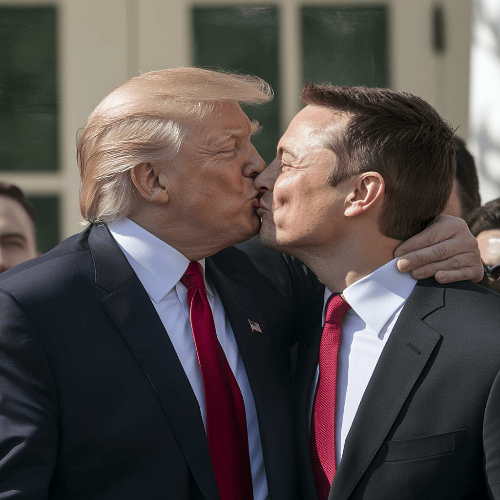 Trump and Musk kiss